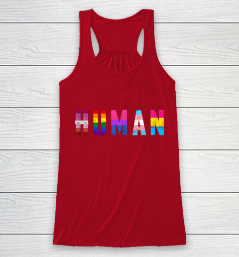 HUMAN Flag LGBT Gay Pride Month Transgender Racerback Tank Tee For Sports