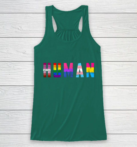 HUMAN Flag LGBT Gay Pride Month Transgender Racerback Tank Tee For Sports