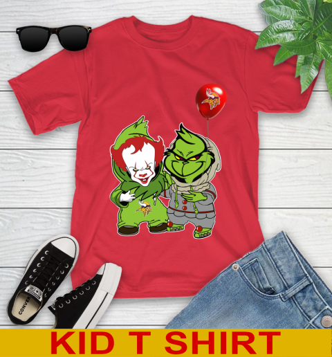 Minnesota Vikings Baby Pennywise Grinch Christmas NFL Football Youth T-Shirt 10