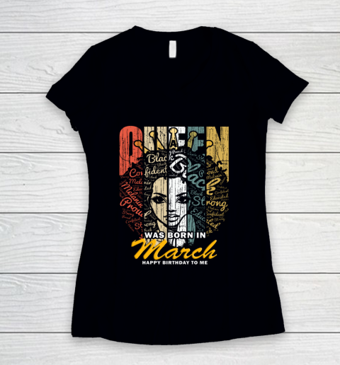 Queens are Born in March Shirts for Women Birthday Girl Women's V-Neck T-Shirt