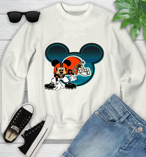 NFL Cleveland Browns Mickey Mouse Disney Football T Shirt Youth Sweatshirt
