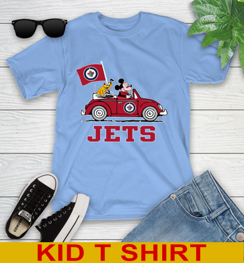NHL Hockey Winnipeg Jets Pluto Mickey Driving Disney Shirt Youth T-Shirt 11