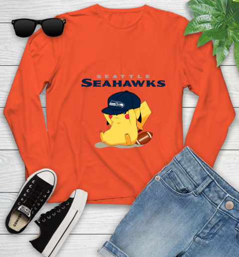 NFL Pikachu Football Seattle Seahawks Youth Long Sleeve 4