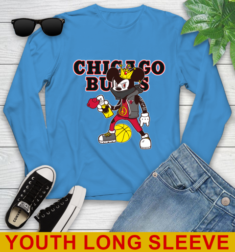Chicago Bulls NBA Basketball Mickey Peace Sign Sports Youth Long Sleeve 8