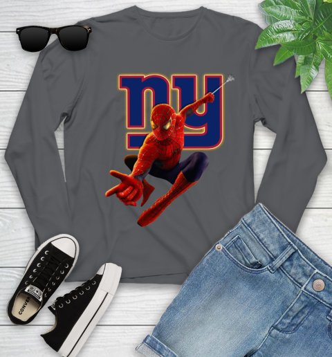 NFL Spider Man Avengers Endgame Football New York Giants Youth Long Sleeve 8