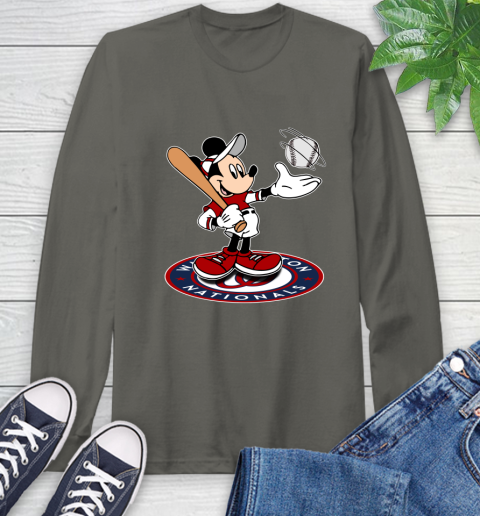 MLB Baseball Washington Nationals Cheerful Mickey Disney Shirt Long Sleeve T-Shirt 9
