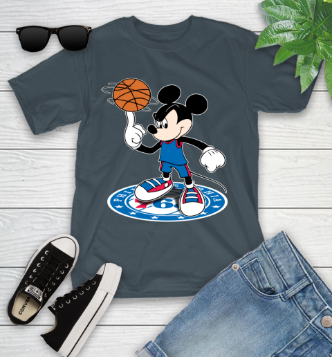 NBA Basketball Philadelphia 76ers Cheerful Mickey Disney Shirt Youth T-Shirt 8