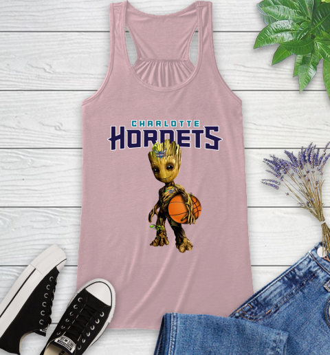 Charlotte Hornets NBA Basketball Groot Marvel Guardians Of The Galaxy Racerback Tank 11