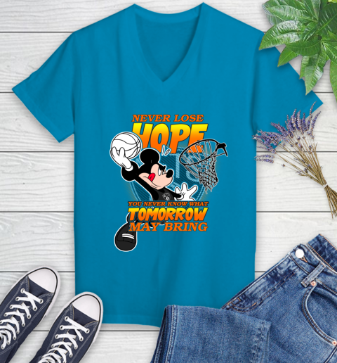 Brooklyn Nets NBA Basketball Mickey Disney Never Lose Hope Women's V-Neck T-Shirt 7