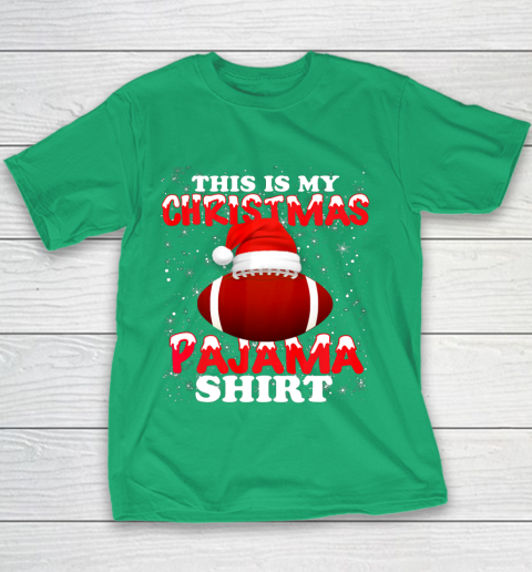 Football Christmas Gifts Santa Hat Funny Xmas Pajamas Youth T-Shirt 3