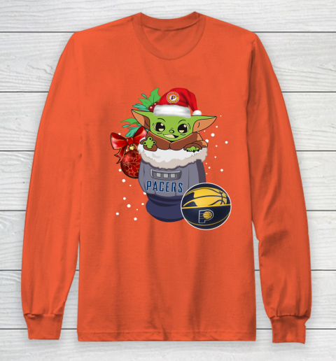 Indiana Pacers Christmas Baby Yoda Star Wars Funny Happy NBA Long Sleeve T-Shirt 5