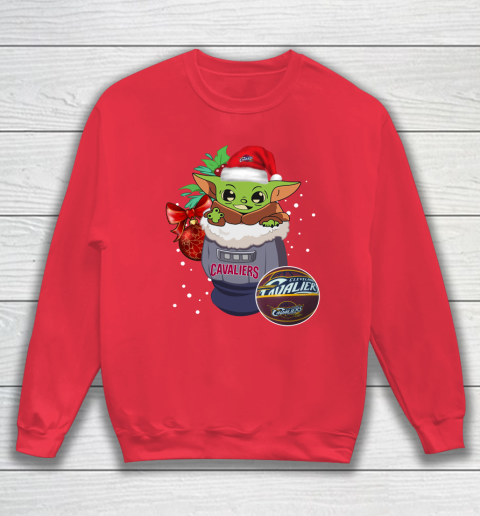 Cleveland Cavaliers Christmas Baby Yoda Star Wars Funny Happy NBA Sweatshirt 8