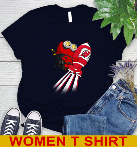 NHL Hockey New Jersey Devils Deadpool Minion Marvel Shirt Women's T-Shirt 2