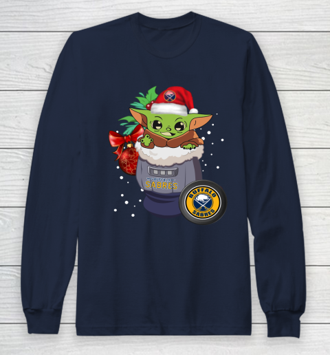 Buffalo Sabres Christmas Baby Yoda Star Wars Funny Happy NHL Long Sleeve T-Shirt 4