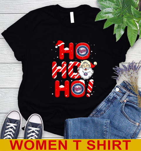 Minnesota Twins MLB Baseball Ho Ho Ho Santa Claus Merry Christmas Shirt Women's T-Shirt