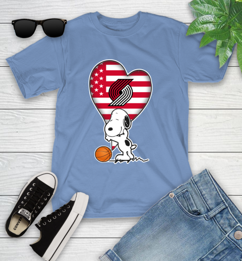 Portland Trail Blazers NBA Basketball The Peanuts Movie Adorable Snoopy Youth T-Shirt 11