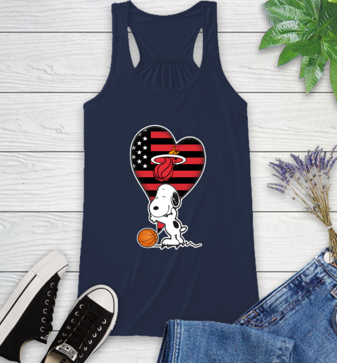 Miami Heat NBA Basketball The Peanuts Movie Adorable Snoopy Racerback Tank 10