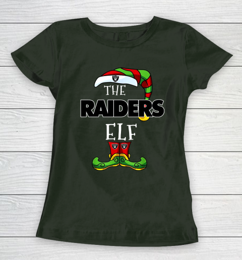 Oakland Raiders Christmas ELF Funny NFL Women's T-Shirt 4