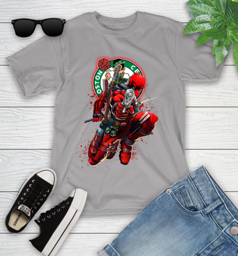 NBA Deadpool Marvel Comics Sports Basketball Boston Celtics Youth T-Shirt 4