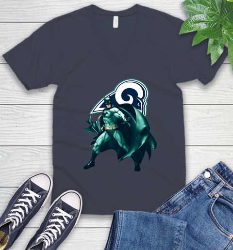 NFL Batman Football Sports Los Angeles Rams V-Neck T-Shirt 9