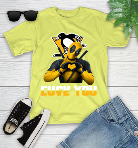 NHL Pittsburgh Penguins Deadpool Love You Fuck You Hockey Sports Youth T-Shirt 10
