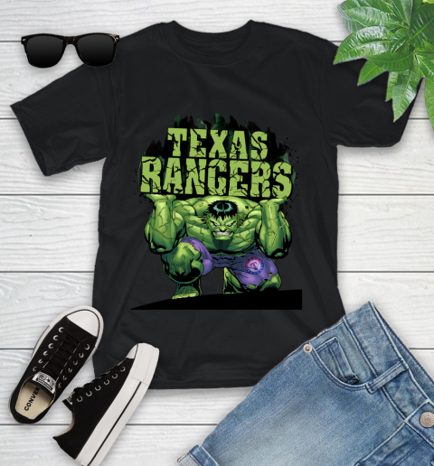 Texas Rangers MLB Baseball Incredible Hulk Marvel Avengers Sports Youth T-Shirt 2
