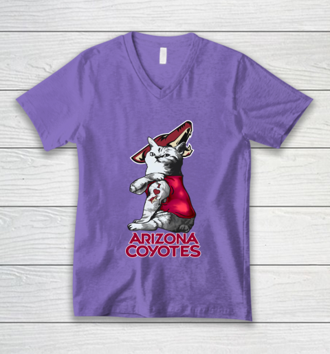 NHL My Cat Loves Arizona Coyotes Hockey V-Neck T-Shirt 8