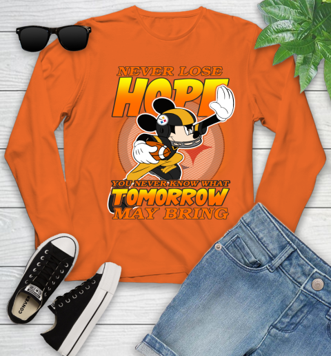Pittsburgh Steelers NFL Football Mickey Disney Never Lose Hope Youth Long Sleeve 3