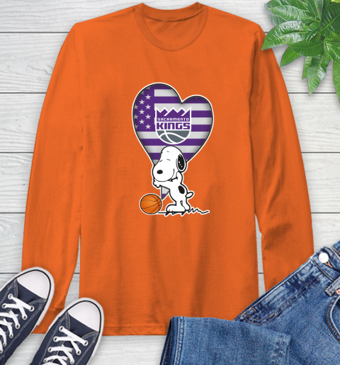 Sacramento Kings NBA Basketball The Peanuts Movie Adorable Snoopy Long Sleeve T-Shirt 5