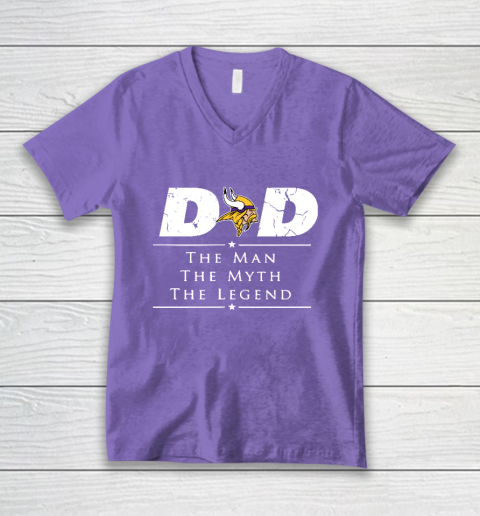Minnesota Vikings NFL Football Dad The Man The Myth The Legend V-Neck T-Shirt 8