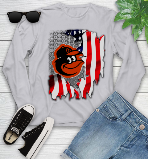Baltimore Orioles MLB Baseball American Flag Youth Long Sleeve 5