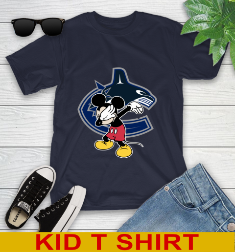 Vancouver Canucks NHL Hockey Dabbing Mickey Disney Sports Youth T-Shirt 3