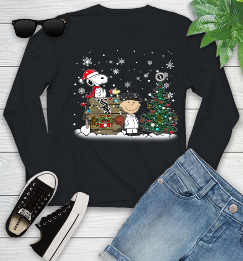 MLB Chicago White Sox Snoopy Charlie Brown Christmas Baseball Commissioner's Trophy Youth Long Sleeve