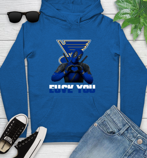 NHL St.Louis Blues Deadpool Love You Fuck You Hockey Sports Youth Hoodie 11