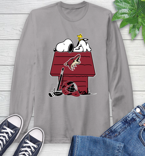 Arizona Coyotes NHL Hockey Snoopy Woodstock The Peanuts Movie Long Sleeve T-Shirt 6