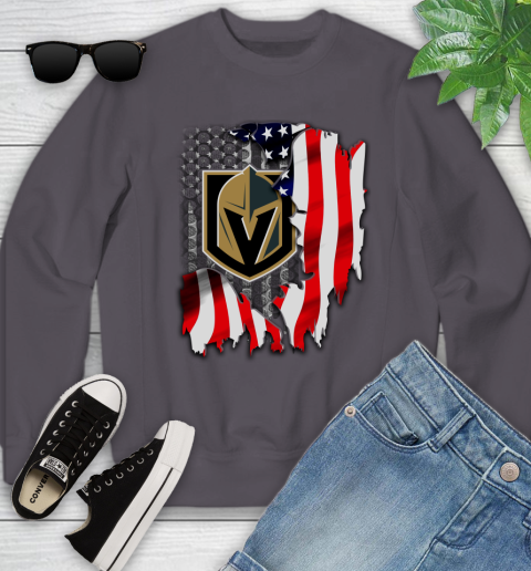 Vegas Golden Knights NHL Hockey American Flag Youth Sweatshirt 5