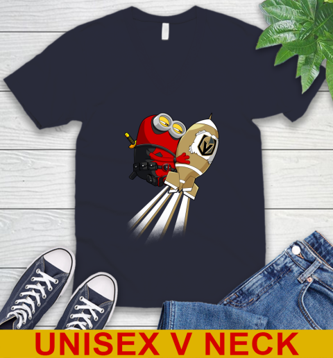 NHL Hockey Vegas Golden Knights Deadpool Minion Marvel Shirt V-Neck T-Shirt 2
