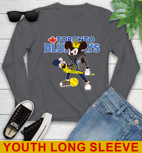 Toronto Blue Jays MLB Baseball Mickey Peace Sign Sports Youth Long Sleeve 9