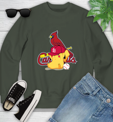 MLB Pikachu Baseball Sports St.Louis Cardinals Youth Sweatshirt - Image 11