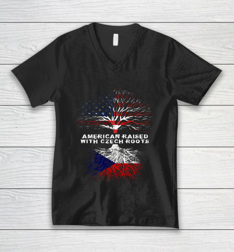 American Raised with Czech Czechian Roots Republic V-Neck T-Shirt