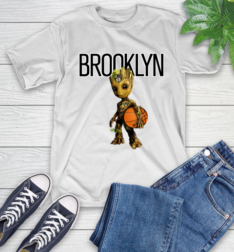Brooklyn Nets NBA Basketball Groot Marvel Guardians Of The Galaxy T-Shirt