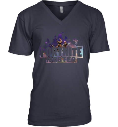 oool fortnite master for pro gamers shirts v neck unisex 8 front navy