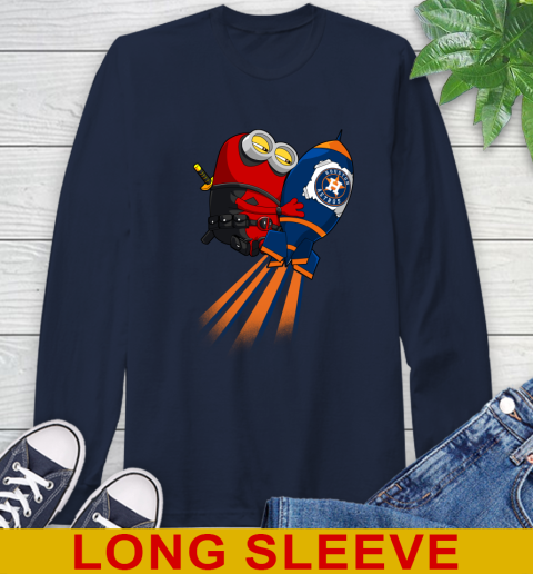 MLB Baseball Houston Astros Deadpool Minion Marvel Shirt Long Sleeve T-Shirt 3