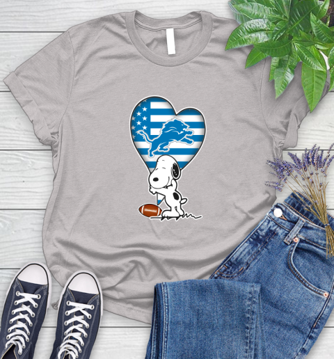 Detroit Lions NFL Football The Peanuts Movie Adorable Snoopy Women's T-Shirt 10