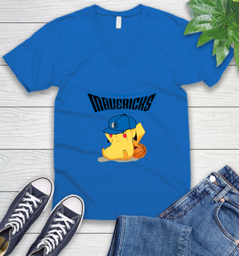 NBA Pikachu Basketball Sports Dallas Mavericks V-Neck T-Shirt 6