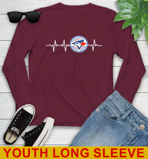 Toronto Blue Jays MLB Baseball Heart Beat Shirt Youth Long Sleeve 6