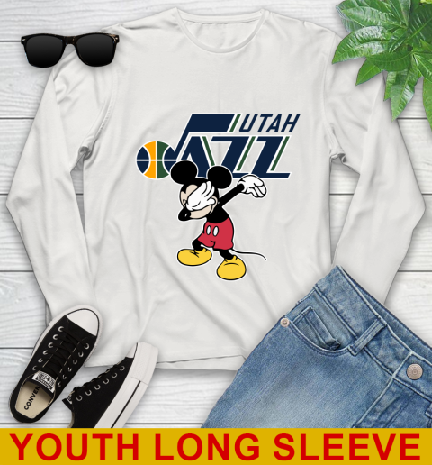 Utah Jazz NBA Basketball Dabbing Mickey Disney Sports Youth Long Sleeve 12