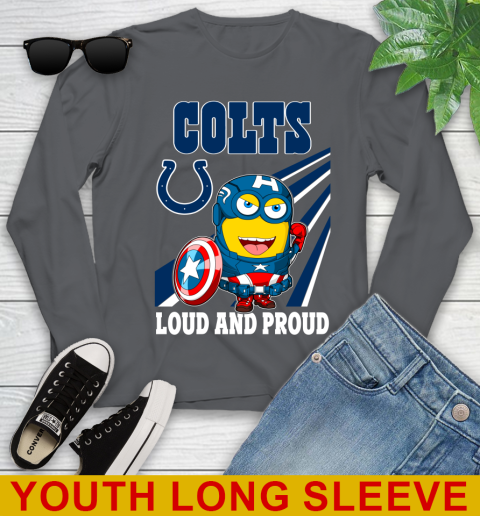 NFL Football Indianapolis Colts Captain America Marvel Avengers Minion Shirt Youth Long Sleeve 9