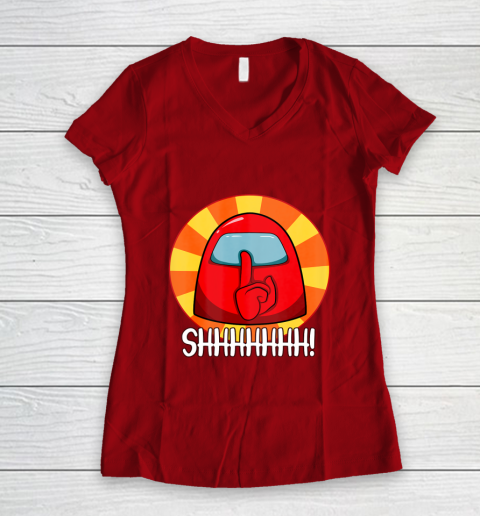 Among Us Game Shirt Cool Among Us shirt Crewmate or Impostor SHHHHHH Women's V-Neck T-Shirt 8
