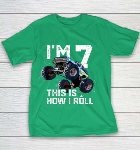 Kids I'm 7 This is How I Roll Monster Truck 7th Birthday Boy Gift 7 Year Old Youth T-Shirt 3